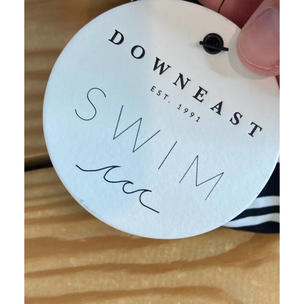 NWT DownEast Seaside Stripe Tankini Top Small Black Ivory Padded MSRP $39.99 - Picture 3 of 7